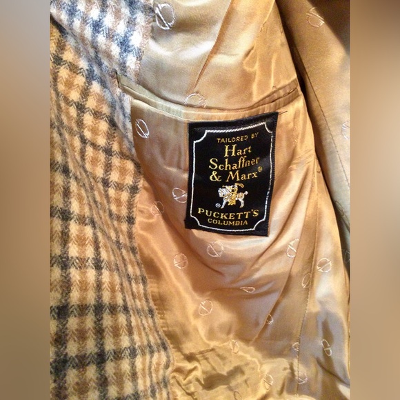 Vintage Christian Dior 1970s Mens Plaid Virgin Wool Blazer Tan Jacket SingleVent - Picture 6 of 16